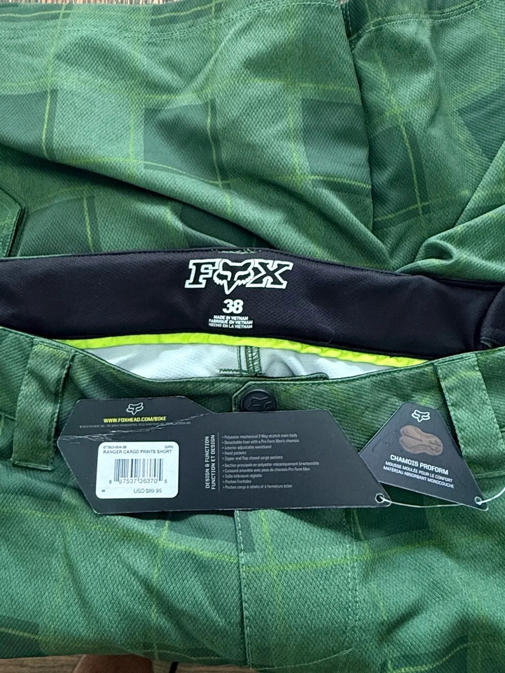 NWT Fox Racing | Ranger Cargo Print Shorts with Liner | Waist 38” Inseam 12”